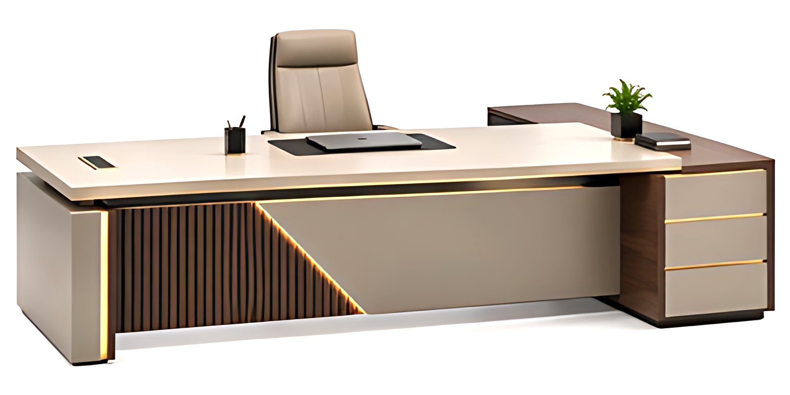 Illuminated Fluted Director Desk MK-158 by ModularKart