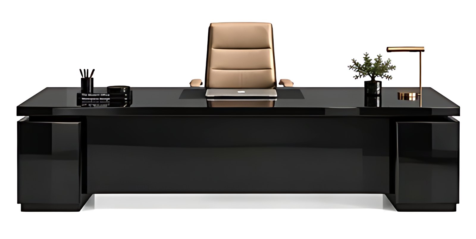All Black Gloss Executive Desk MK-187 by ModularKart