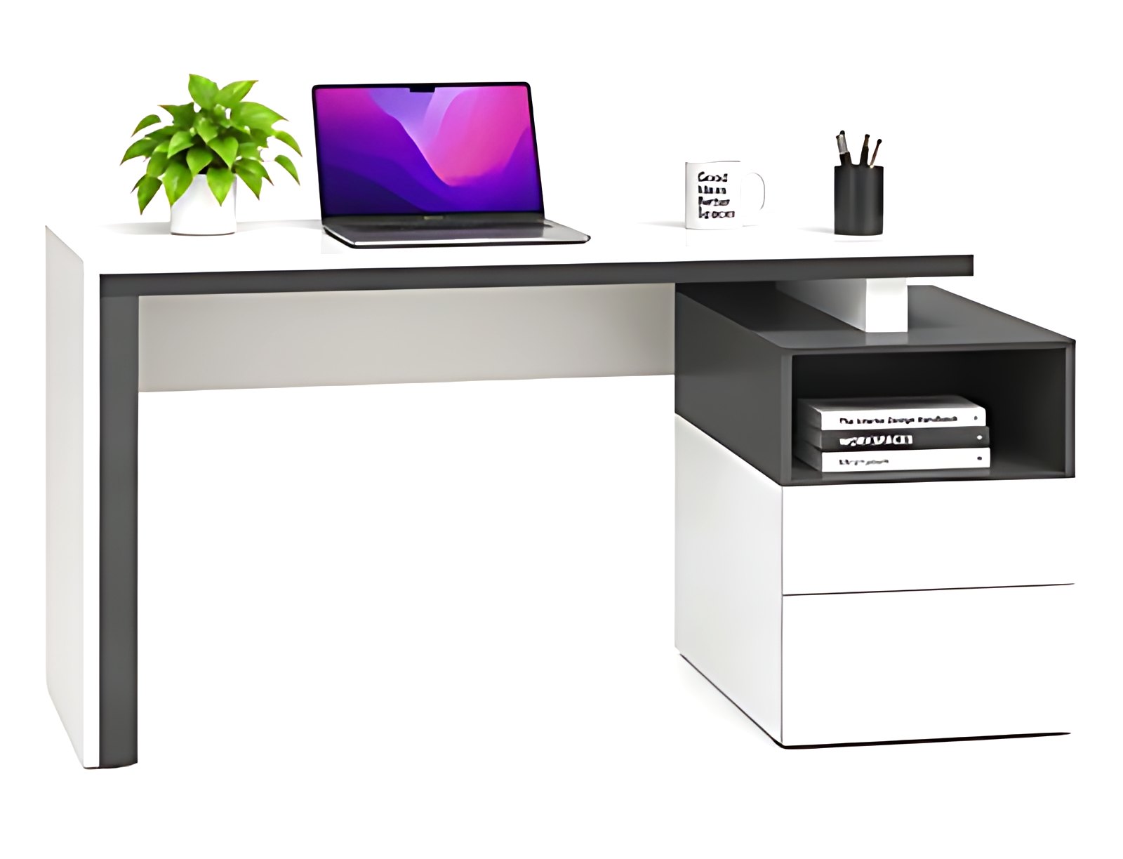 White L Study Desk MK-OT-133 by ModularKart