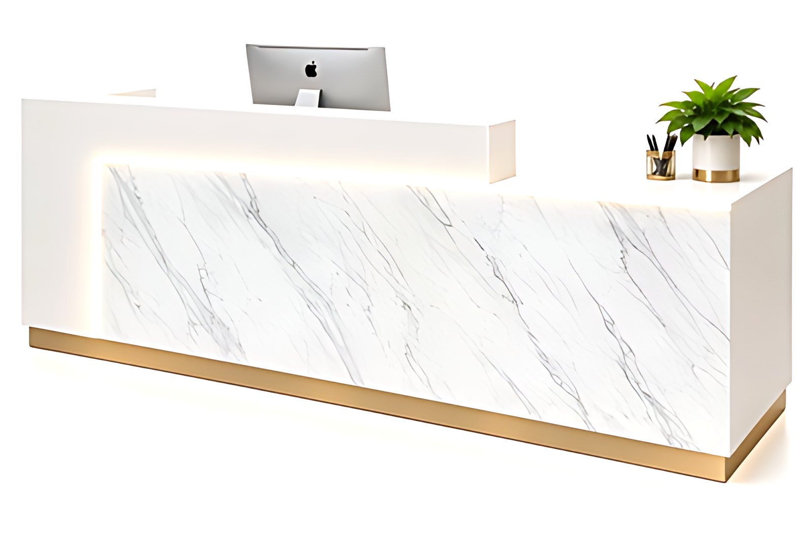 White Marble LED Reception Desk MK-RC-112 by ModularKart