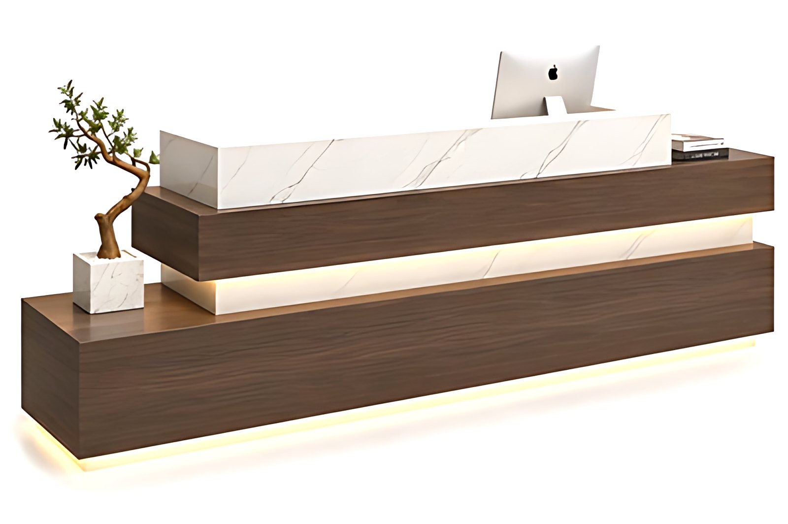 Layered Walnut Reception Desk MK-RC-114 by ModularKart