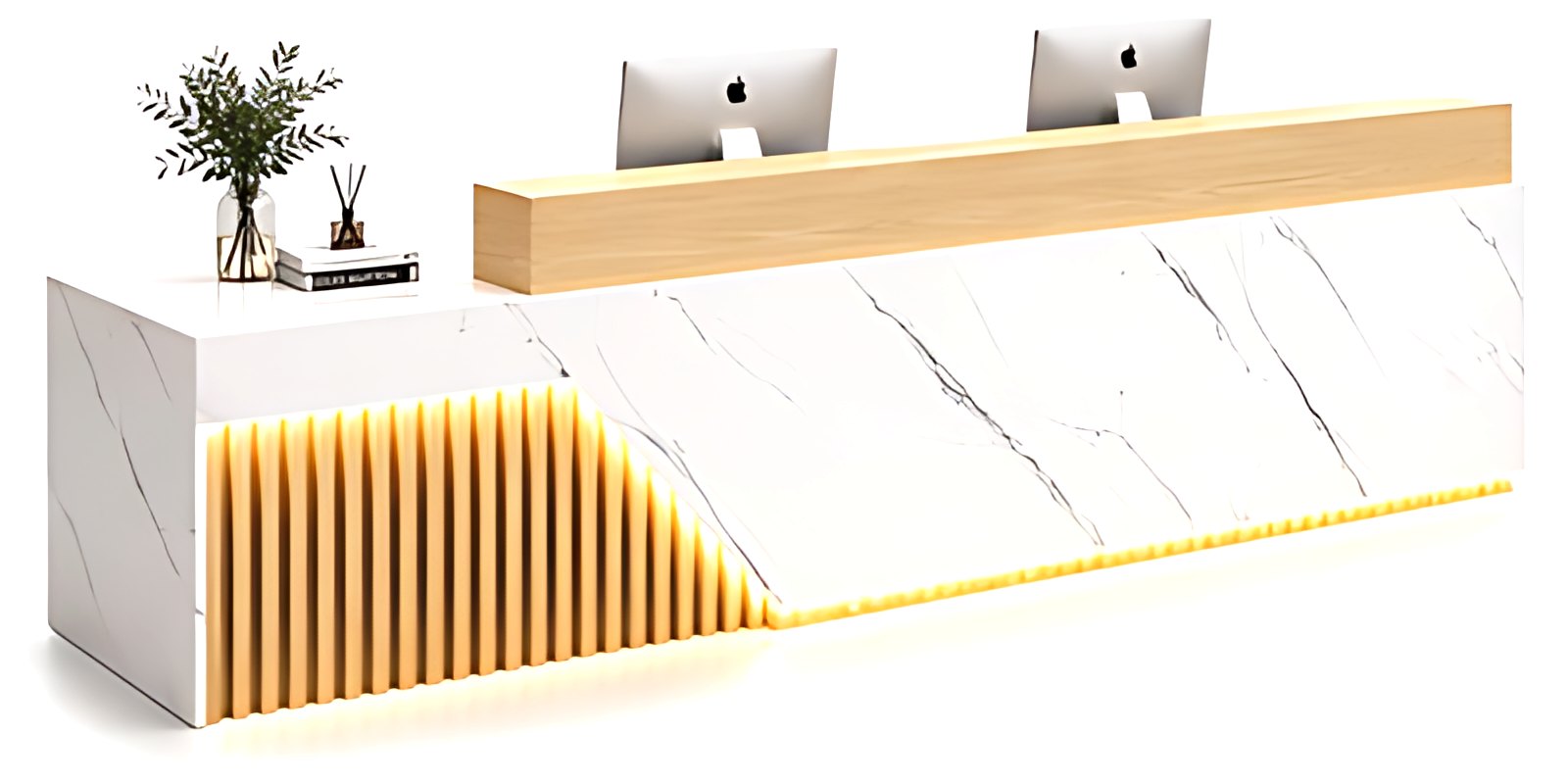 Fluted Marble Reception Desk MK-RC-115 by ModularKart