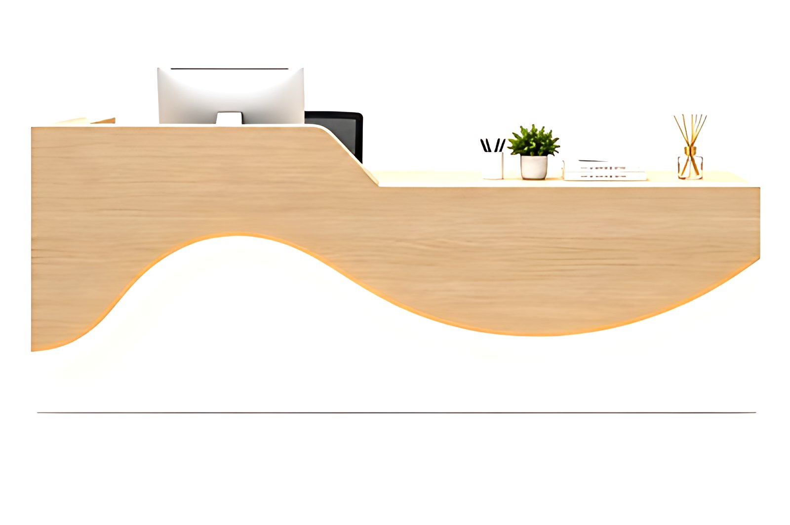 Oak Wave Reception Desk MK-RC-128 by ModularKart