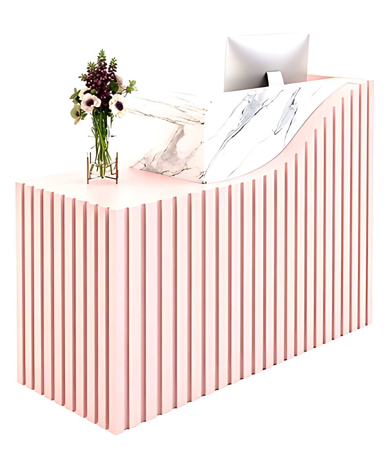 Pink Fluted Reception Counter MK-RC-130 by ModularKart