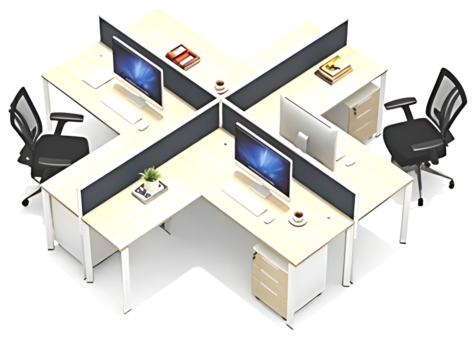 Four-Seater Cross Workstation MK-WS-005 by ModularKart